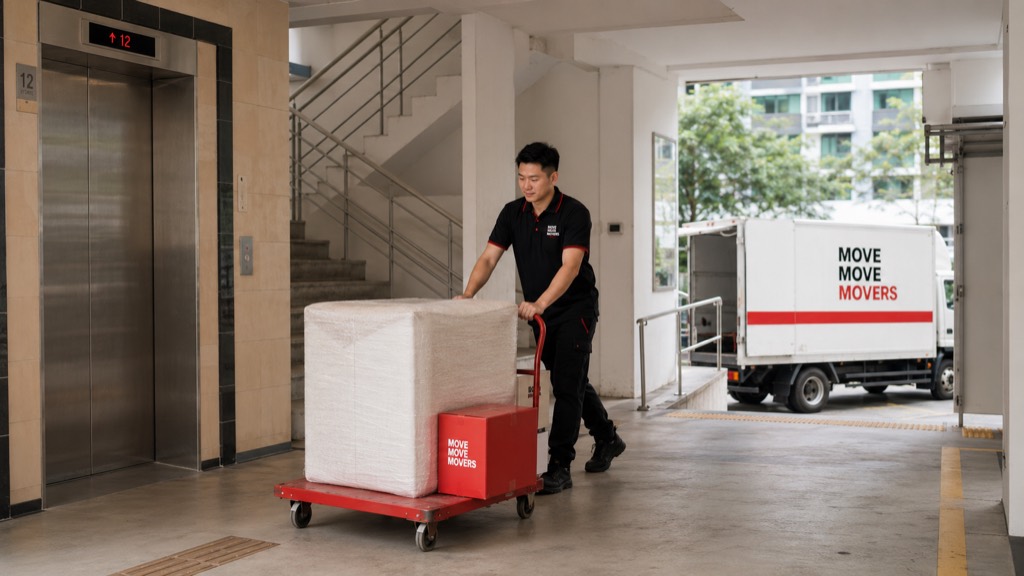 Illustrative disposal quote scenario showing lift access and trolley push distance