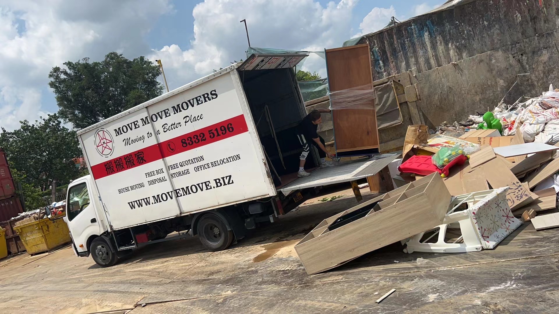 Mixed household furniture loaded for disposal by Move Move Movers in Singapore