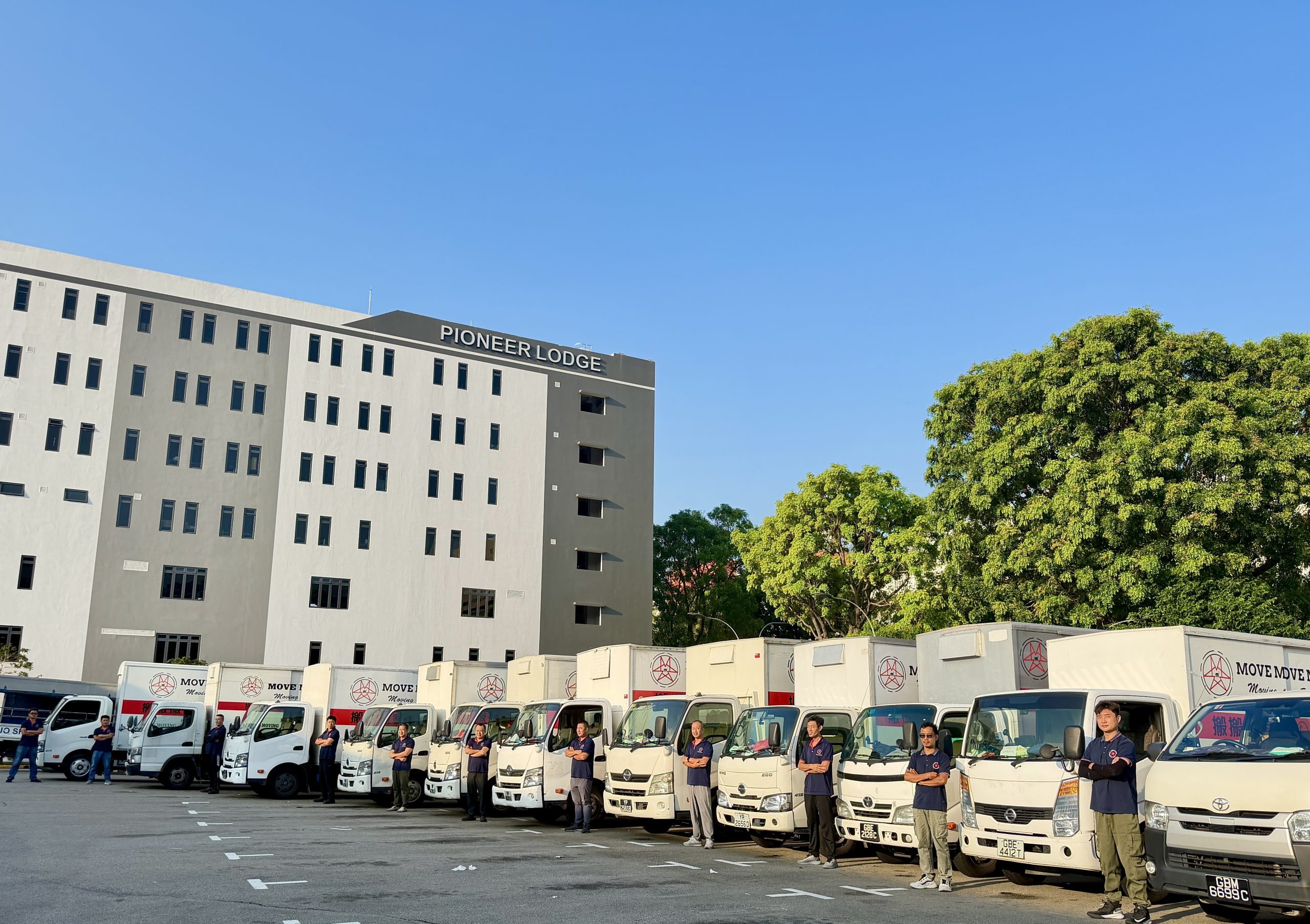 Move Move Movers branded lorry and moving crew during a Singapore moving job