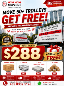 Move Move Movers free packing materials promotion for Singapore house moving customers