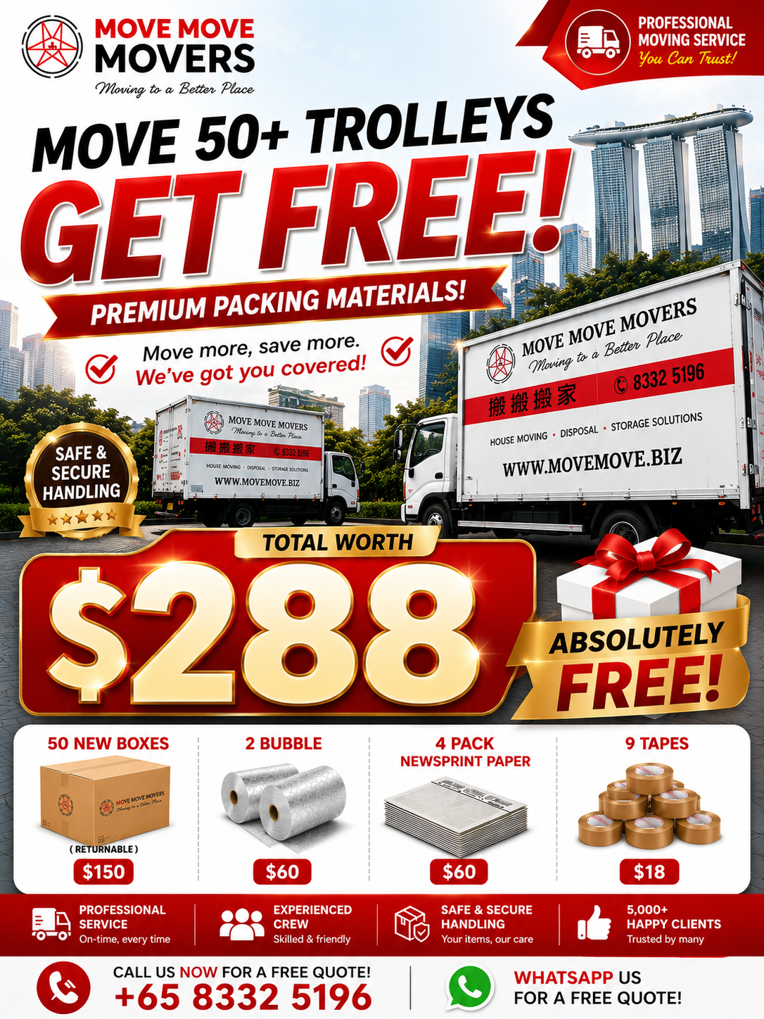 Free packing materials promotion for house moving singapore – move move movers – move move movers Move Move Movers free packing materials promotion for Singapore house moving customers