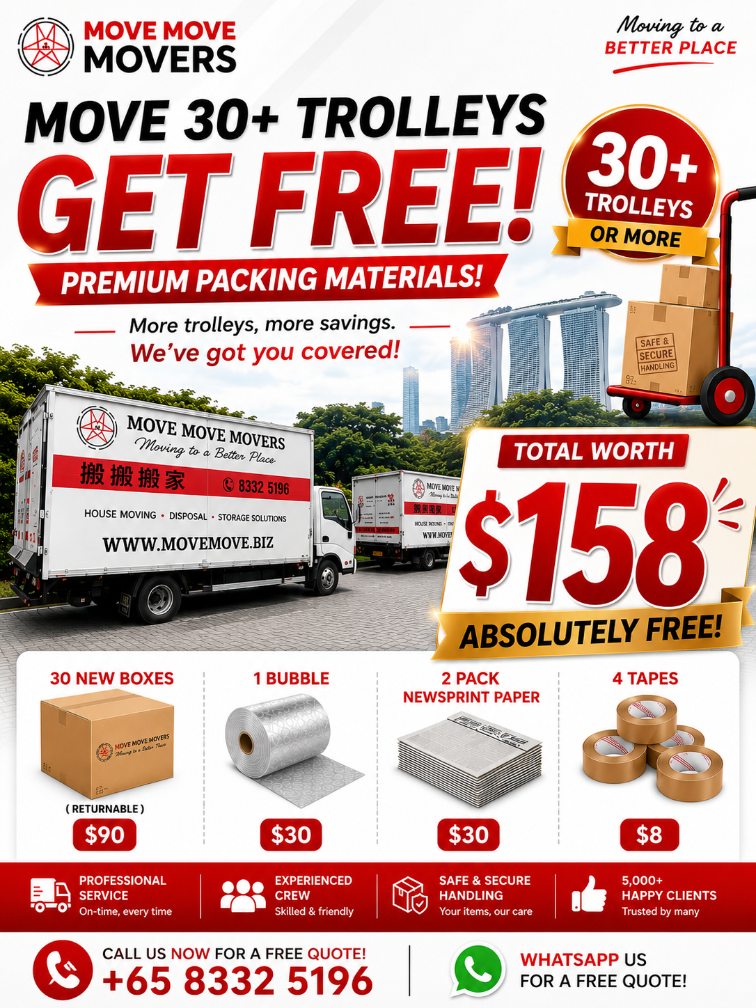 Premium packing materials offer singapore moving service – move move movers – move move movers Move Move Movers premium packing materials offer for Singapore moving service