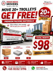 Move Move Movers free trolley and packing materials offer in Singapore