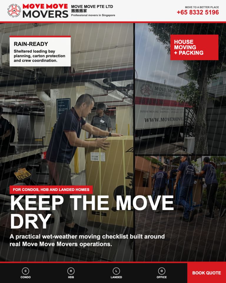 Move Move Movers team handling cartons and loading bay planning for wet weather house moving