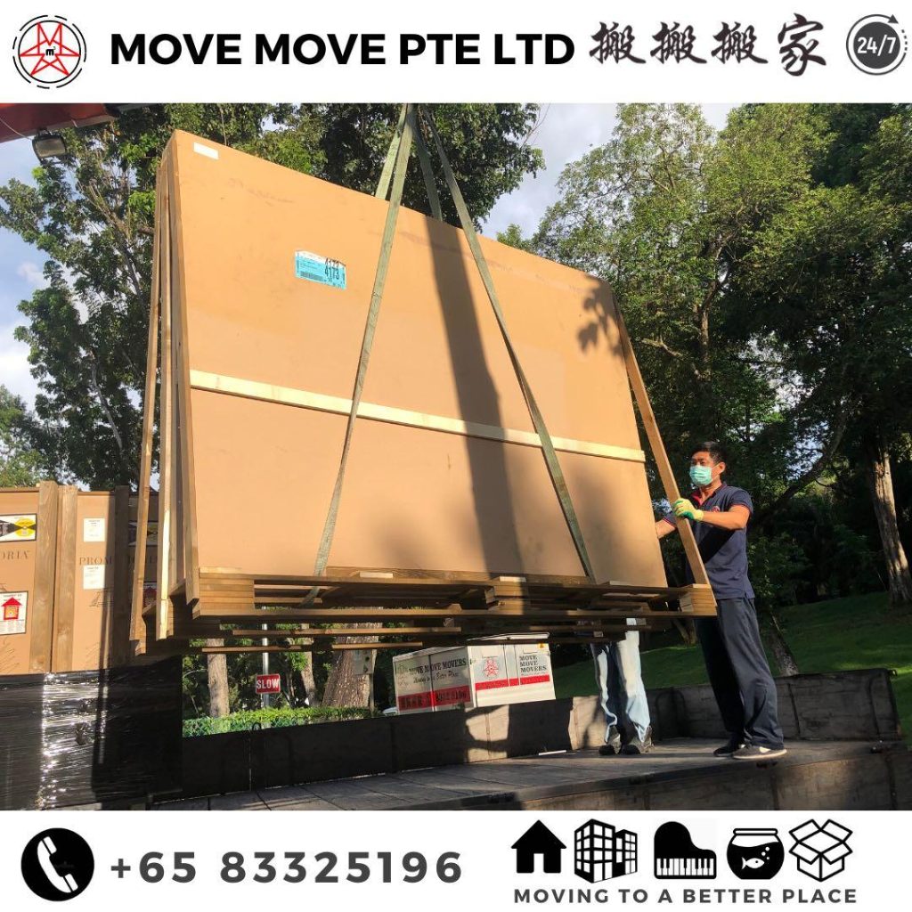 Move Move Movers crew using lifting support for a large special item in Singapore